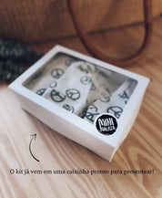 Kit Presente Saída de Maternidade Bebê 4 peças | Peace and Love - Com Caixa Presente