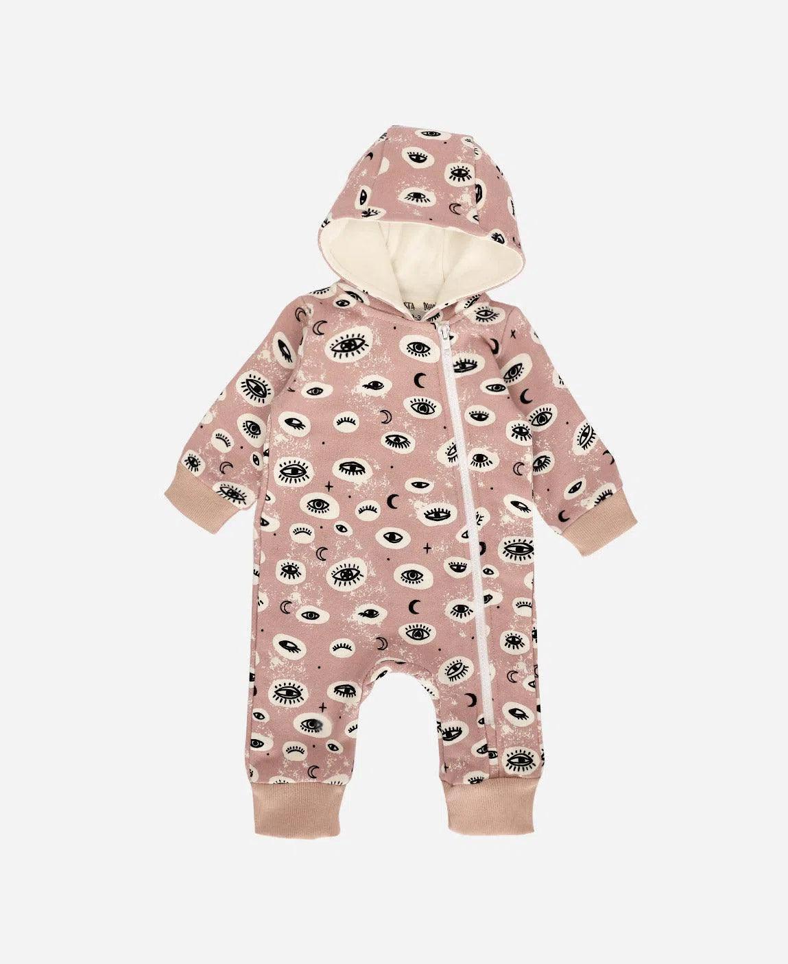 Macacão Bebê Capuz e Ziper Moletom Unissex Mystic Eyes - MiniMalista Baby - b2b, Baby, Frio, Menina, outlet, Winter Sale 40% -bebê-minimalista-estiloso