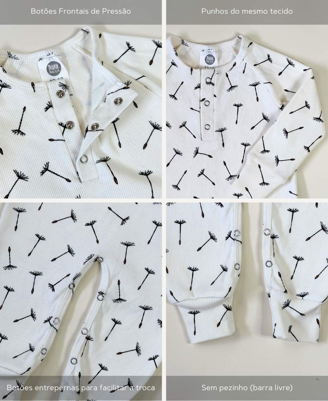 Macacão Bebê Canelado Botões Unissex | Dandelion