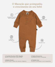Macacão Bebê Canelado Botões Unissex | Liso Goldie