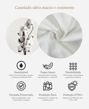 Macacão Bebê Canelado Botões Unissex | Liso Branco Off