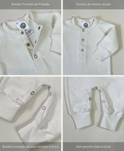 Macacão Bebê Canelado Botões Unissex | Liso Branco Off