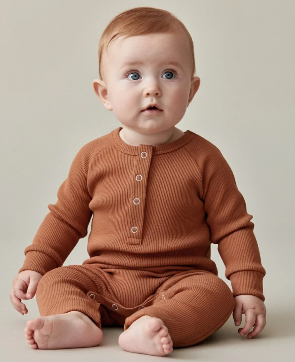 Macacão Bebê Canelado Botões Unissex | Liso Ginger