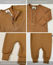 Macacão Bebê Canelado Botões Unissex | Liso Ginger