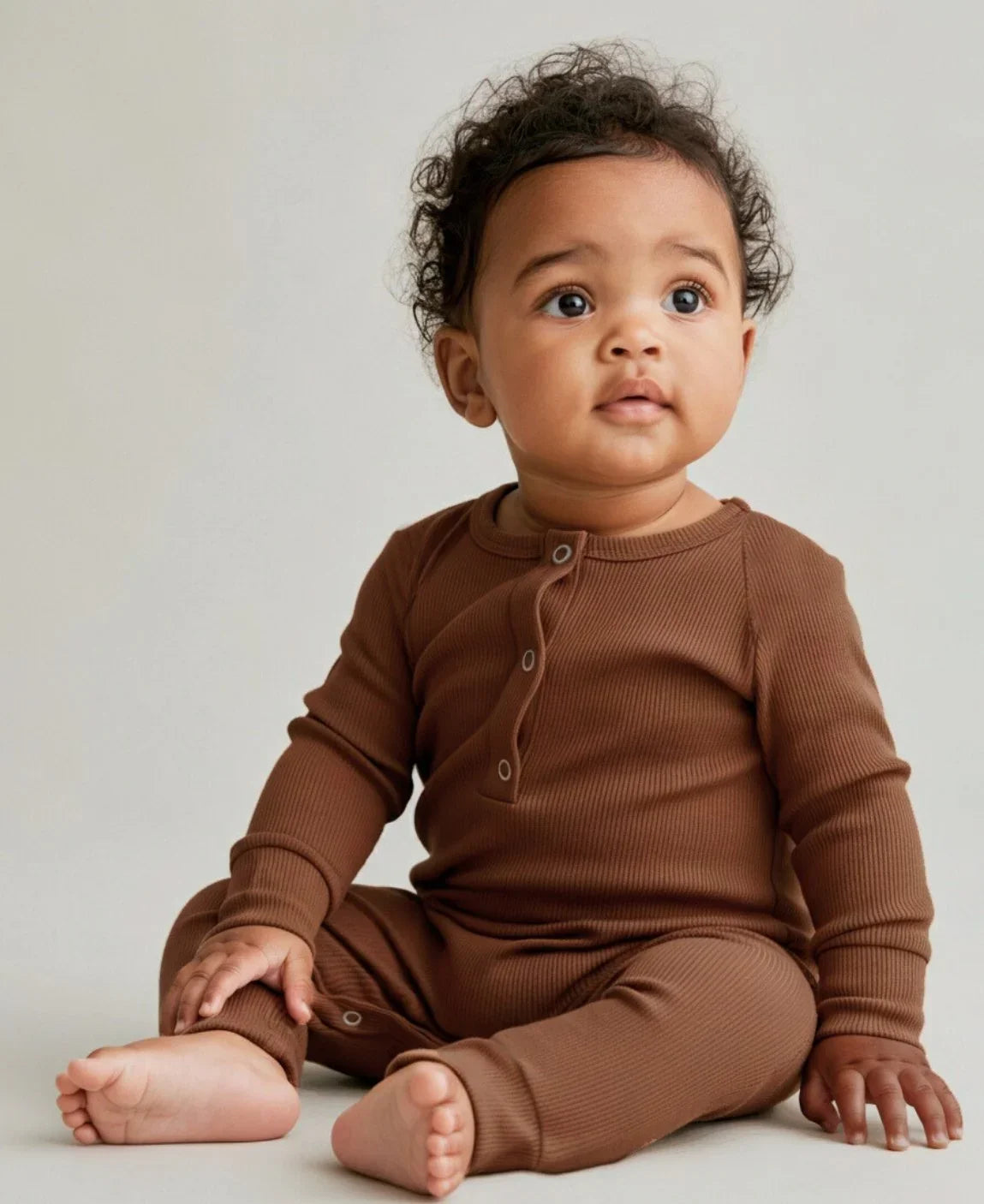 Macacão Bebê Canelado Botões Unissex | Liso Oak