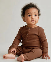 Macacão Bebê Canelado Botões Unissex | Liso Oak