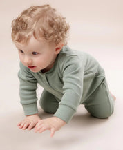 Macacão de Bebê Ziper com opção de Pezinho | Liso Sage