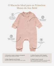Macacão de Bebê Ziper com opção de Pezinho | Liso Mystic Rose