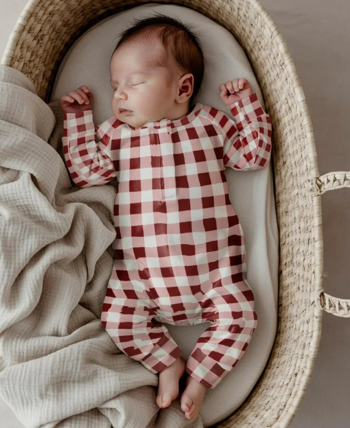 Macacão de Bebê Raglan Botões Unissex | Vichy Wine