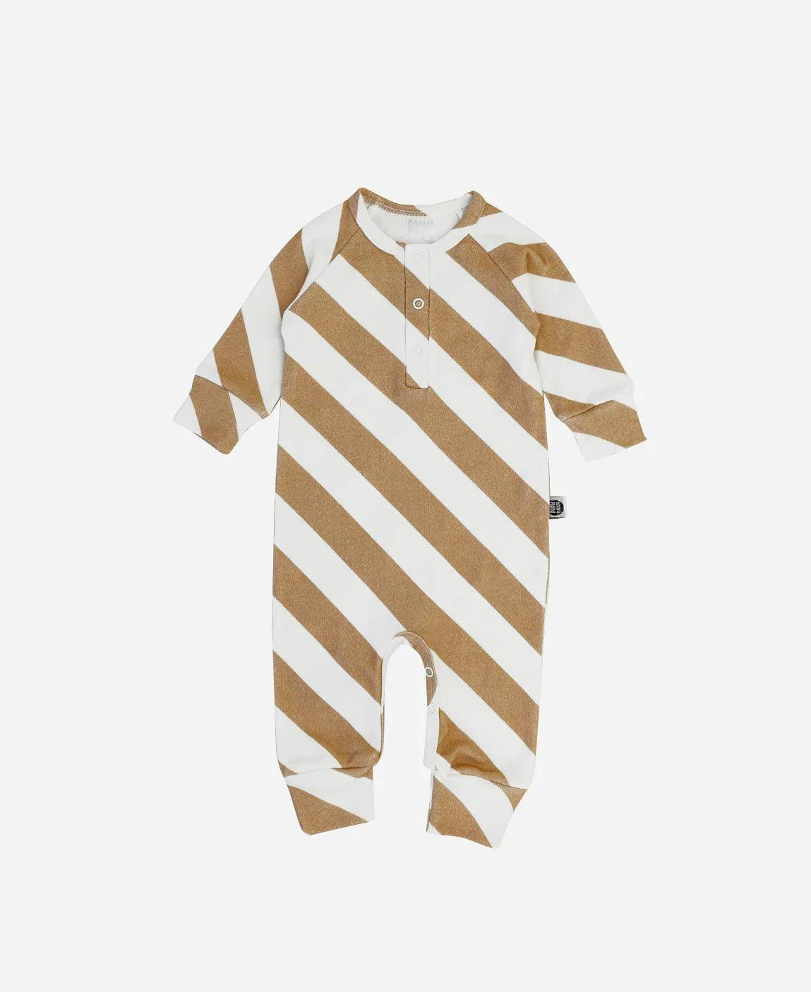 Macacão de Bebê Raglan Botões Unissex | Listras Diagonais Bege - MiniMalista Baby - 0.3, 2macacoespor199, b2b, Baby, black-friday, com-desconto-mm10, Meia Estação, Menino, Neutro, new, tab-tam-mac-botões, Unissex -bebê-minimalista-estiloso