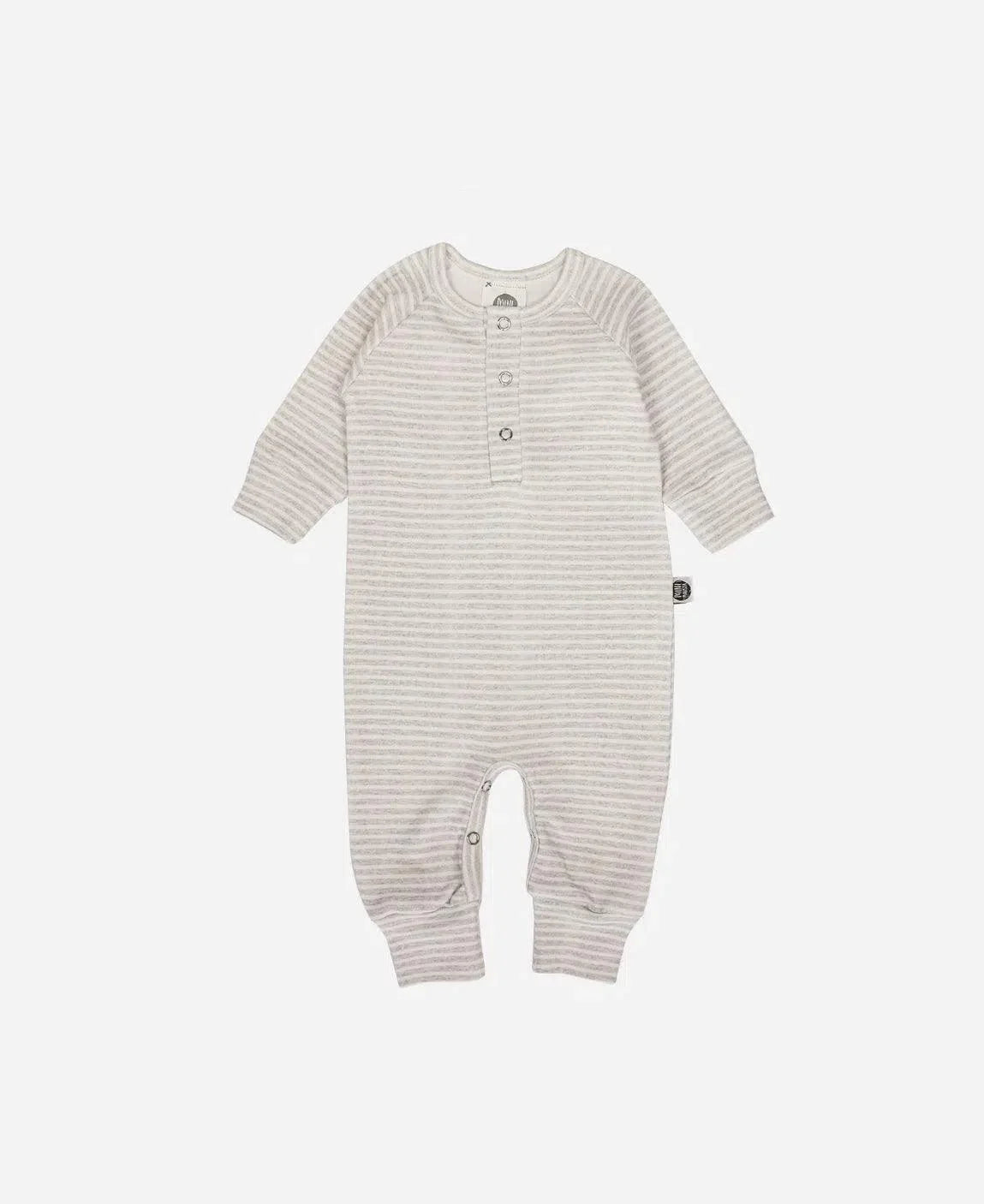 Macacão de Bebê Raglan Botões Unissex | Listrinhas Cinza - MiniMalista Baby - 0.3, 2macacoespor199, b2b, Baby, black-friday, com-desconto-mm10, Meia Estação, Menino, Neutro, tab-tam-mac-botões, Unissex -bebê-minimalista-estiloso