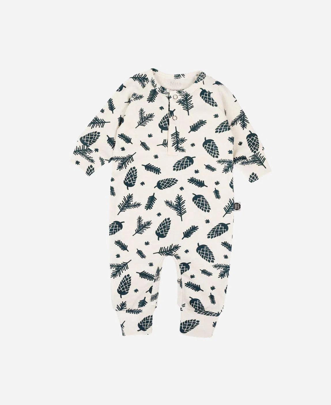 Macacão de Bebê Raglan Botões Unissex | Pine Cones - MiniMalista Baby - 0, 2macacoespor199, b2b, Baby, Christmas, com-desconto-mm10, Meia Estação, Menino, natal, SALE-FINAL, tab-tam-mac-botões, Xmas -bebê-minimalista-estiloso