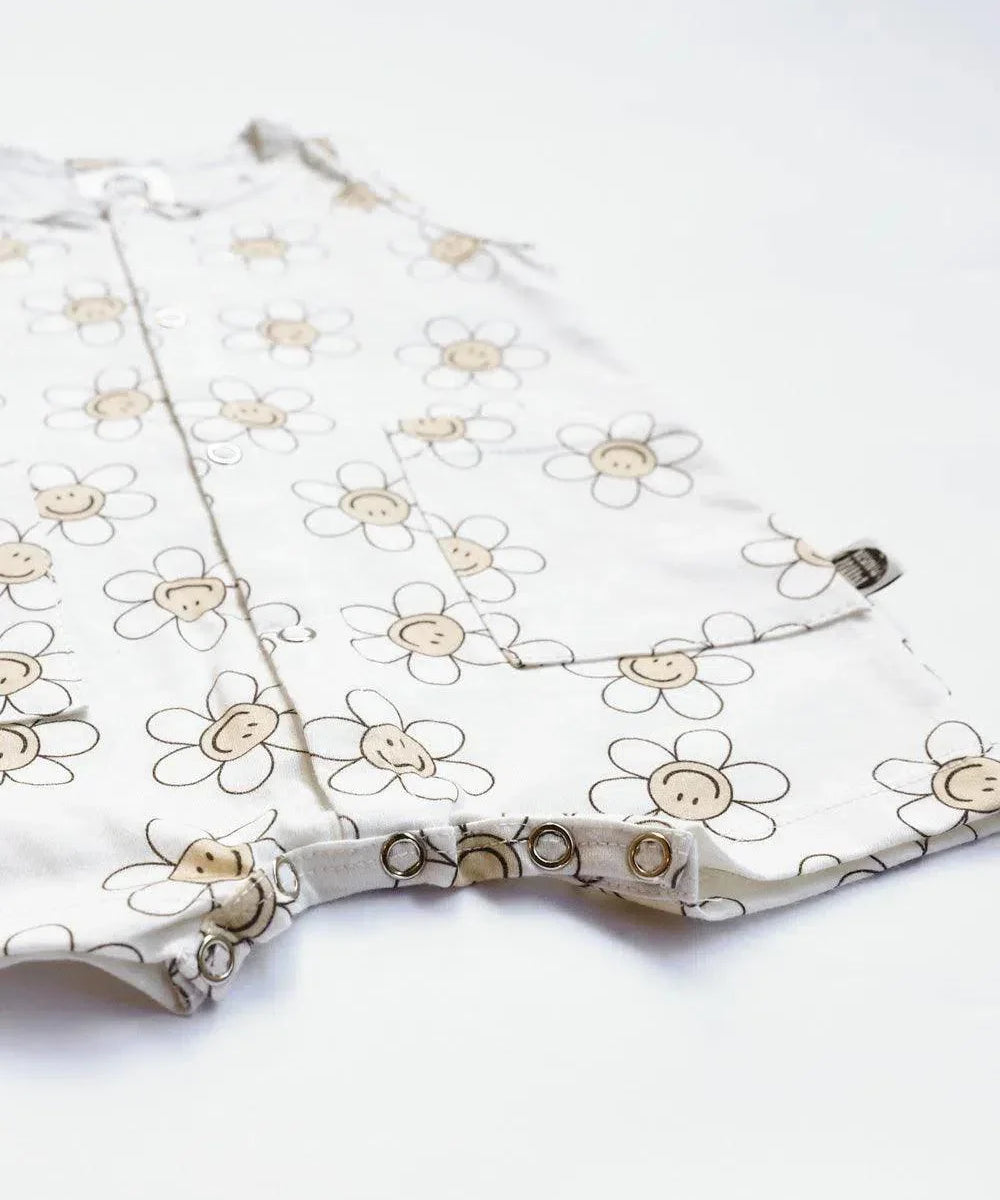 Macaquinho de Verão Botões Regata Unissex | Flower Power - MiniMalista Baby - 0.3, Ano Novo, b2b, Baby, black-friday, Calor, com-desconto-mm10, Kids, Menina, Reveillon, tab-tam-macaquinho-tank-romper, Verão -bebê-minimalista-estiloso