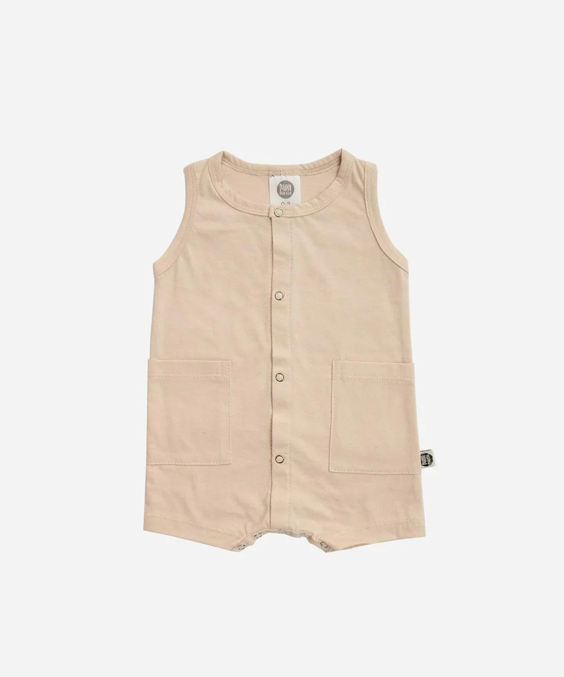 Macaquinho de Verão Botões Regata Unissex | Liso Beige - MiniMalista Baby - 0.3, b2b, Baby, black-friday, Calor, com-desconto-mm10, Kids, Menino, Neutro, tab-tam-macaquinho-tank-romper, Unissex, Verão -bebê-minimalista-estiloso