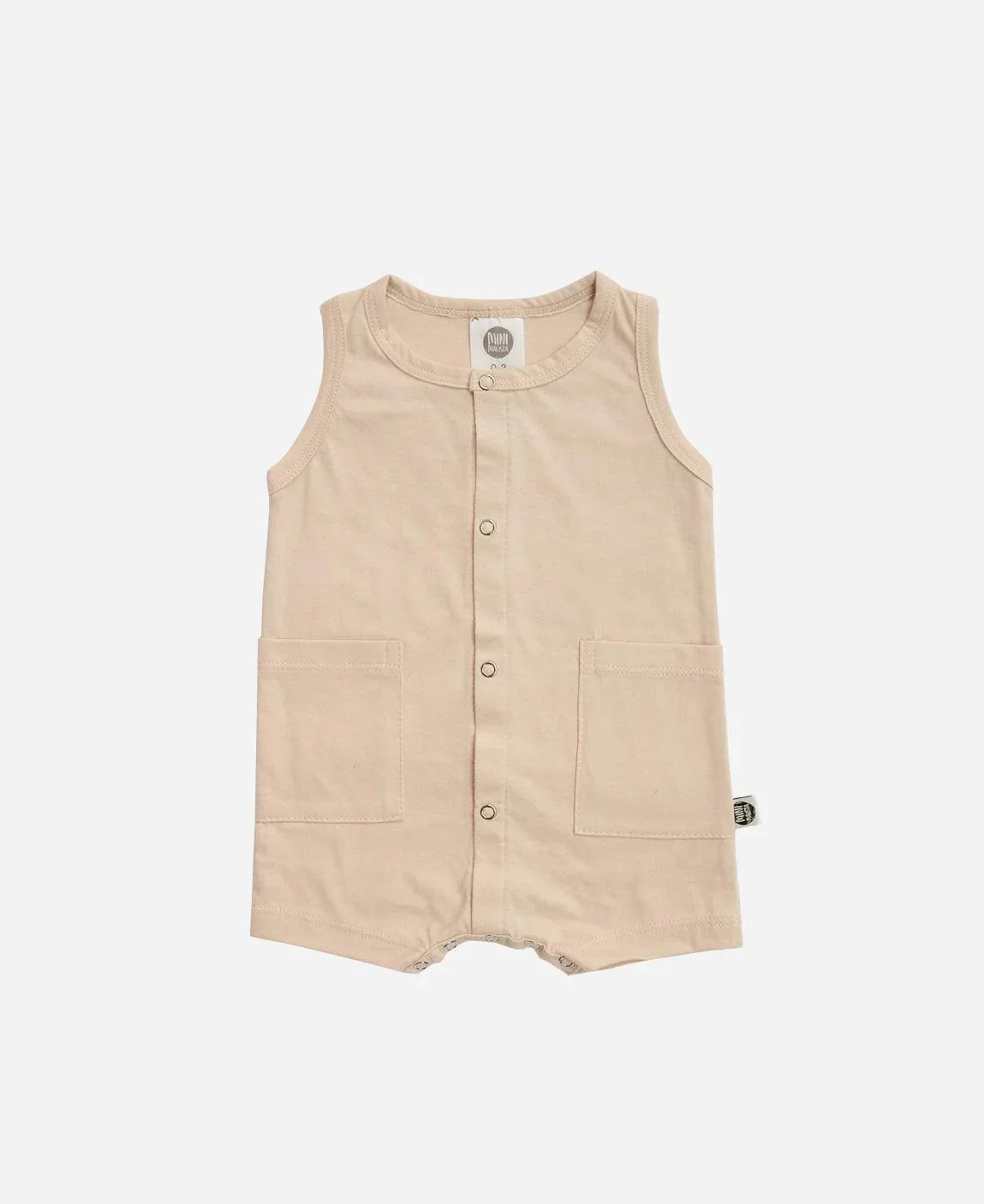 Macaquinho de Verão Botões Regata Unissex | Liso Beige - MiniMalista Baby - 0.3, b2b, Baby, black-friday, Calor, com-desconto-mm10, Kids, Menino, Neutro, tab-tam-macaquinho-tank-romper, Unissex, Verão -bebê-minimalista-estiloso