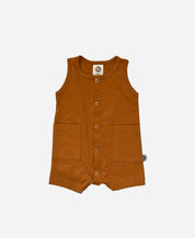 Macaquinho de Verão Botões Regata Unissex | Liso Ginger - MiniMalista Baby - 0.3, 0.35, b2b, Baby, black-friday, Calor, com-desconto-mm10, Kids, Menino, Neutro, tab-tam-macaquinho-tank-romper, Unissex, Verão -bebê-minimalista-estiloso