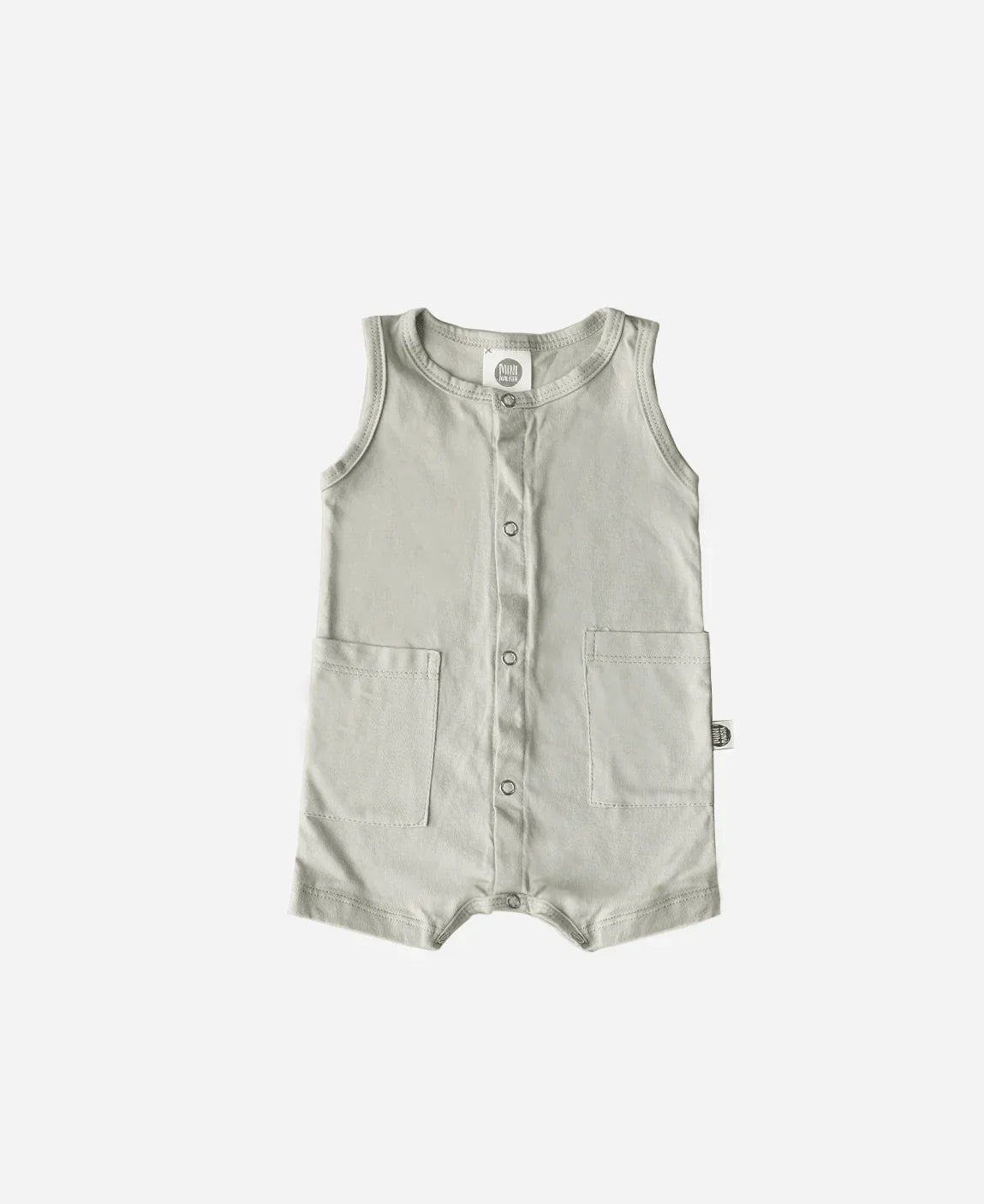 Macaquinho de Verão Botões Regata Unissex | Liso Stone - MiniMalista Baby - 0.3, b2b, Baby, black-friday, Calor, com-desconto-mm10, Kids, Menino, Neutro, tab-tam-macaquinho-tank-romper, Unissex, Verão -bebê-minimalista-estiloso