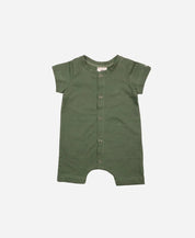 Macaquinho de Verão Unissex Botão Frontal Liso Verde - MiniMalista Baby - 0.3, b2b, Baby, black-friday, Calor, com-desconto-mm10, Menino, Verão -bebê-minimalista-estiloso