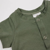 Macaquinho de Verão Unissex Botão Frontal Liso Verde - MiniMalista Baby - 0.3, b2b, Baby, black-friday, Calor, com-desconto-mm10, Menino, Verão -bebê-minimalista-estiloso