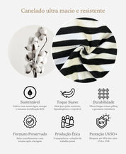 Macacão Bebê Canelado Botões Unissex | Listras Preto e Branco