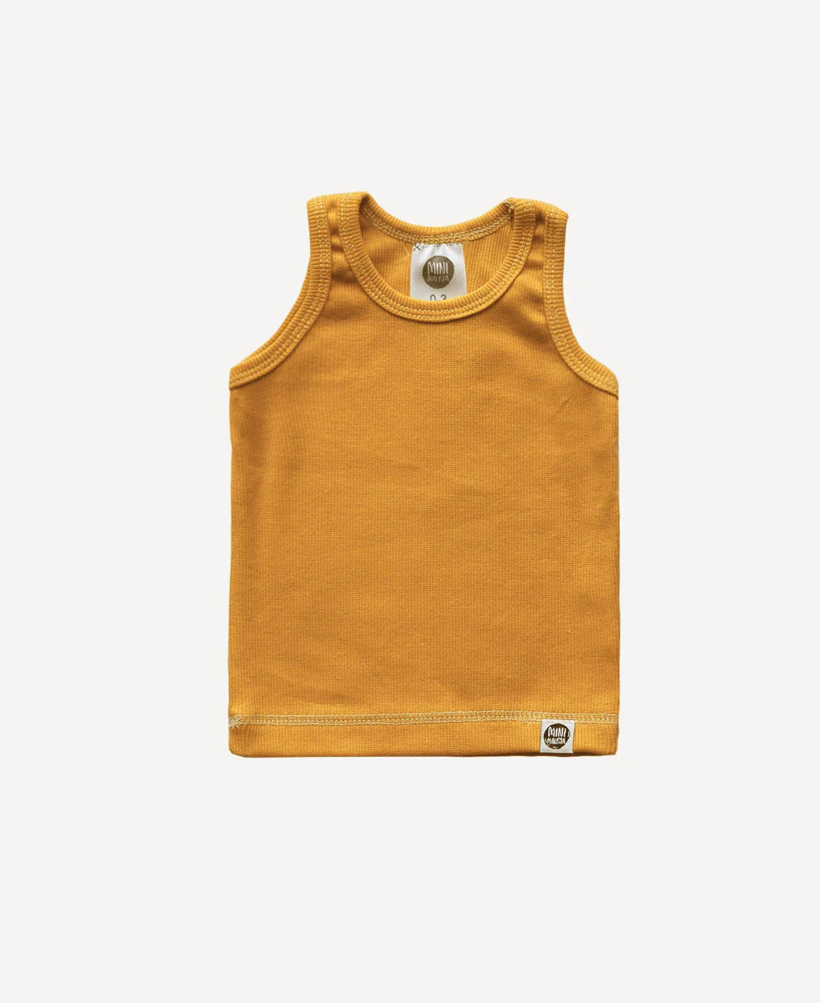 Regata Infantil Unissex Canelada MiniMalista Liso Mostarda - MiniMalista Baby - 0.3, b2b, black-friday, Calor, com-desconto-mm10, Menino, Neutro, tab-tam-regata, Unissex, Verão -bebê-minimalista-estiloso