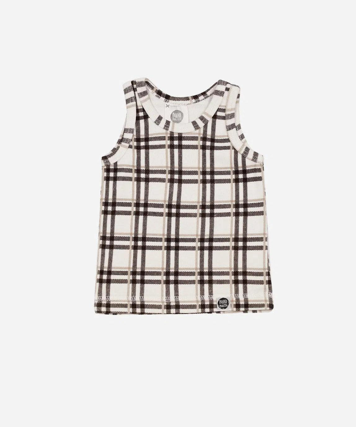 Regata Infantil Unissex Malha | Xadrez Plaid - MiniMalista Baby - 0.25, 0.3, b2b, black-friday, Calor, com-desconto-mm10, Menino, Neutro, tab-tam-regata, Unissex, Verão -bebê-minimalista-estiloso