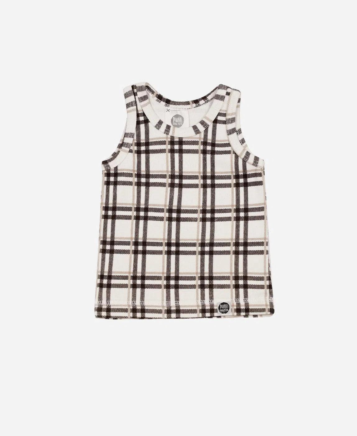 Regata Infantil Unissex Malha | Xadrez Plaid - MiniMalista Baby - 0.25, 0.3, b2b, black-friday, Calor, com-desconto-mm10, Menino, Neutro, tab-tam-regata, Unissex, Verão -bebê-minimalista-estiloso
