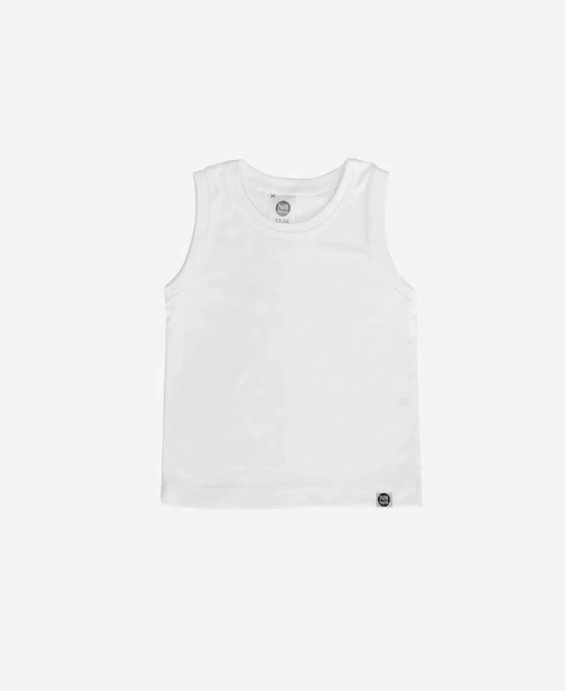 Regata Infantil Unissex MiniMalista Liso Branco Algodão - MiniMalista Baby - 0.25, 0.3, anonovo, b2b, black-friday, Calor, com-desconto-mm10, Menino, Neutro, tab-tam-regata, Unissex, Verão -bebê-minimalista-estiloso