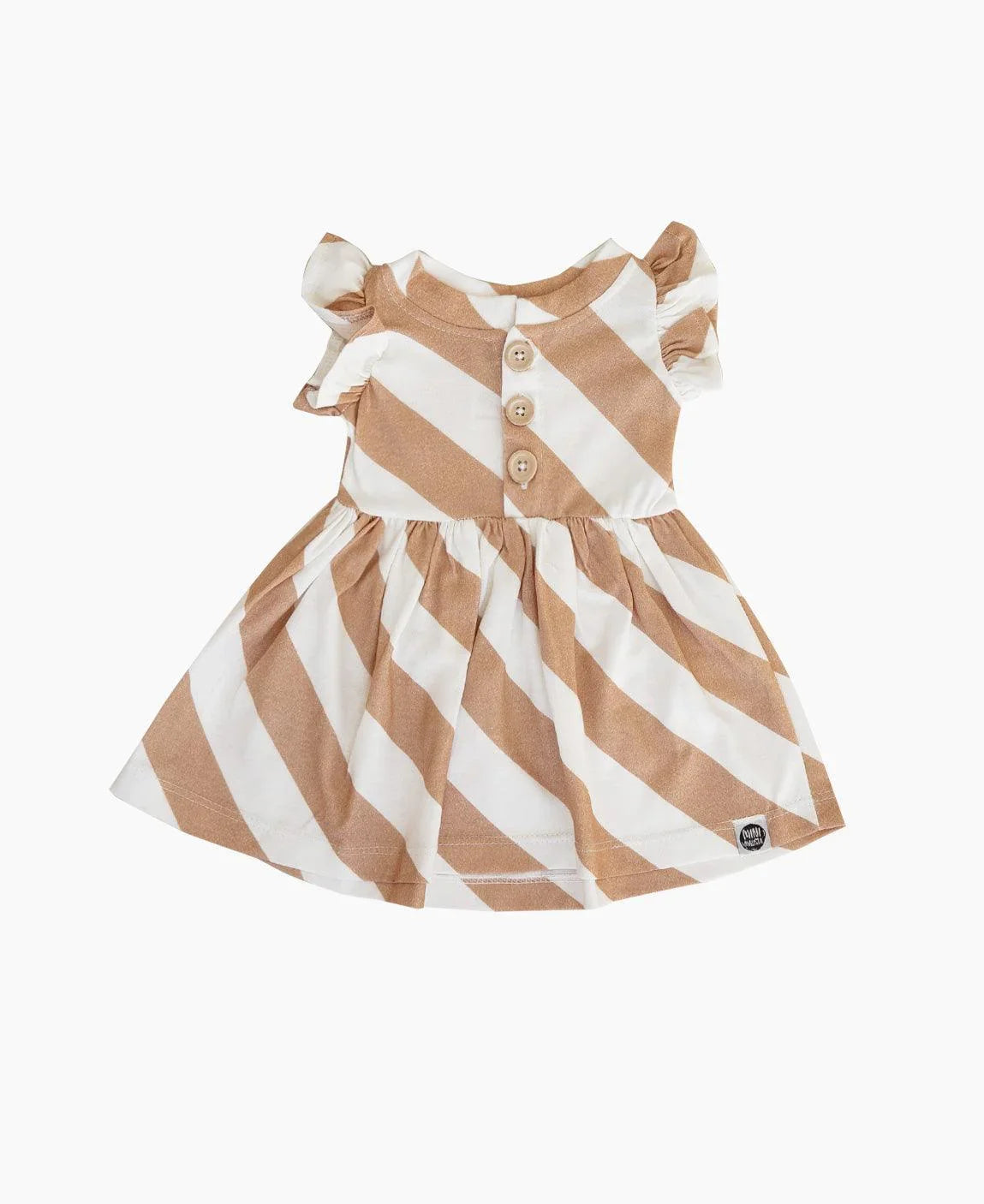 Vestido de Verão Babado Infantil | Listras Diagonais Bege - MiniMalista Baby - 0.2, b2b, black-friday, Calor, com-desconto-mm10, Kids, Menina, minime, new, tab-tam-vestido-babado, Verão -bebê-minimalista-estiloso