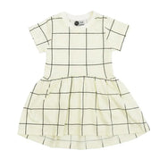 Vestido de Verão Infantil Meia Malha Mullet Manga Curta Grid Creme - MiniMalista Baby - Ano Novo, b2b, Calor, Kids, Menina, outlet, Reveillon, SALE-FINAL, tab-tam-vestido-manga-curta, Verão, últimas-peças -bebê-minimalista-estiloso