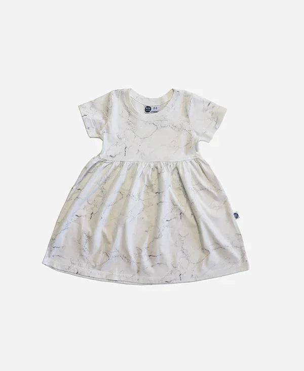 Vestido de Verão Meia Malha Infantil Mármore Carrara