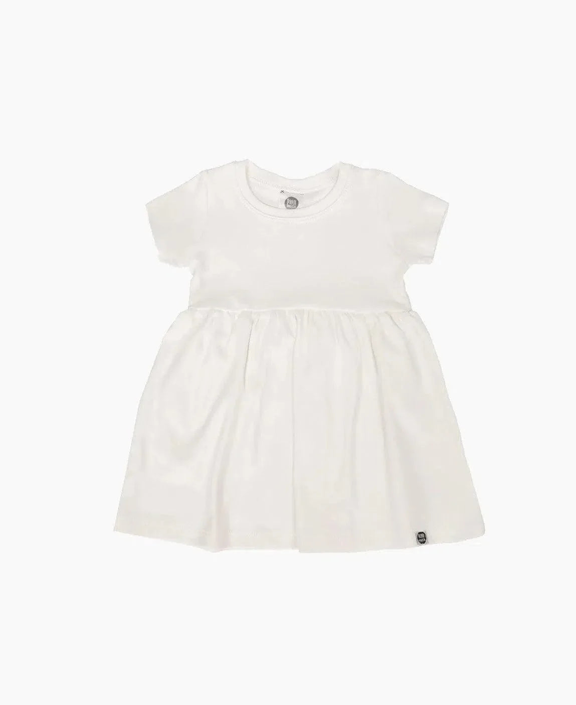 Vestido Infantil com Manga Curta MiniMalista | Liso Branco Off - MiniMalista Baby - 0.25, 0.3, Ano Novo, anonovo, b2b, black-friday, Calor, com-desconto-mm10, Kids, Menina, Reveillon, tab-tam-vestido-manga-curta, Verão -bebê-minimalista-estiloso