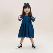 Vestido Infantil Manga Longa MiniMalista | Liso Azul Sky - MiniMalista Baby - 0.3, 0.45, b2b, black-friday, com-desconto-mm10, Frio, Kids, Menina, SALE-FINAL, tab-tam-vestido-manga-longa -bebê-minimalista-estiloso