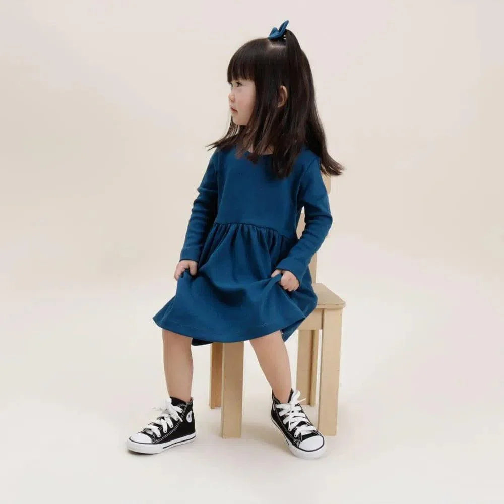 Vestido Infantil Manga Longa MiniMalista | Liso Azul Sky - MiniMalista Baby - 0.3, 0.45, b2b, black-friday, com-desconto-mm10, Frio, Kids, Menina, SALE-FINAL, tab-tam-vestido-manga-longa -bebê-minimalista-estiloso