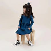 Vestido Infantil Manga Longa MiniMalista | Liso Azul Sky - MiniMalista Baby - 0.3, 0.45, b2b, black-friday, com-desconto-mm10, Frio, Kids, Menina, SALE-FINAL, tab-tam-vestido-manga-longa -bebê-minimalista-estiloso