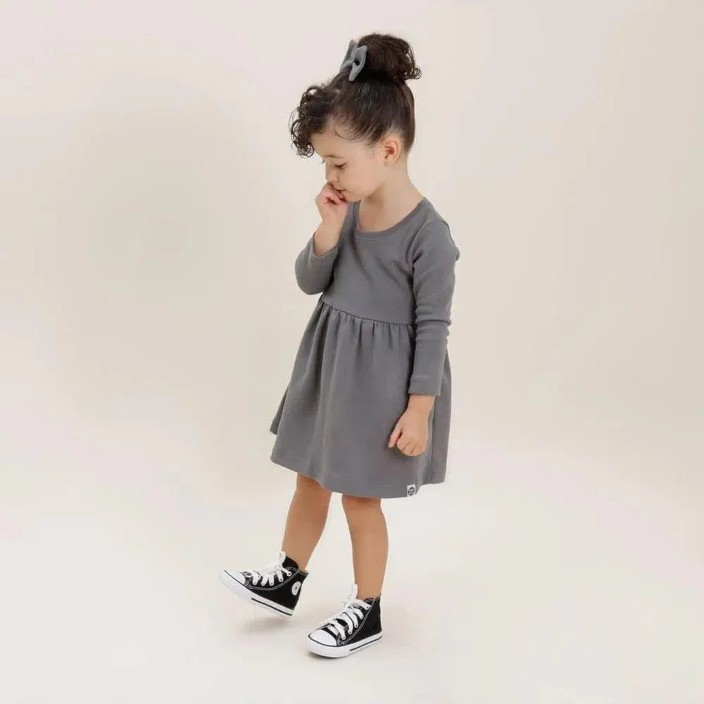 Vestido Infantil Manga Longa MiniMalista | Liso Grafitti - MiniMalista Baby - 0.3, 0.4, b2b, black-friday, com-desconto-mm10, Frio, Kids, Menina, SALE-FINAL, tab-tam-vestido-manga-longa, Winter Sale 40% -bebê-minimalista-estiloso