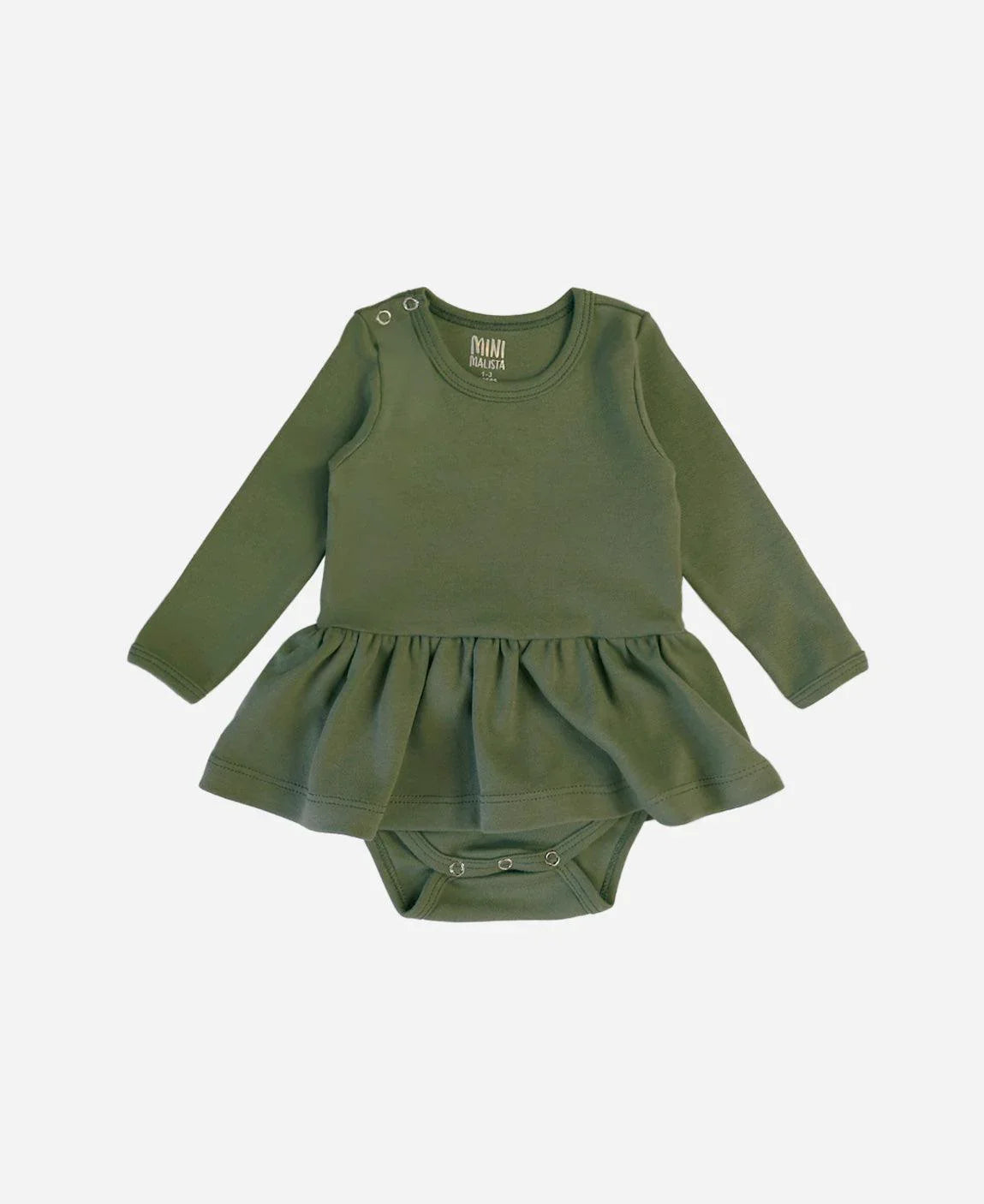 Body-Vestido de Bebê Manga Longa MiniMalista | Liso Jungle Green - MiniMalista Baby - 0.3, b2b, Baby, black-friday, Christmas, com-desconto-mm10, Frio, Menina, Natal, tab-tam-body-vestido, Xmas -bebê-minimalista-estiloso