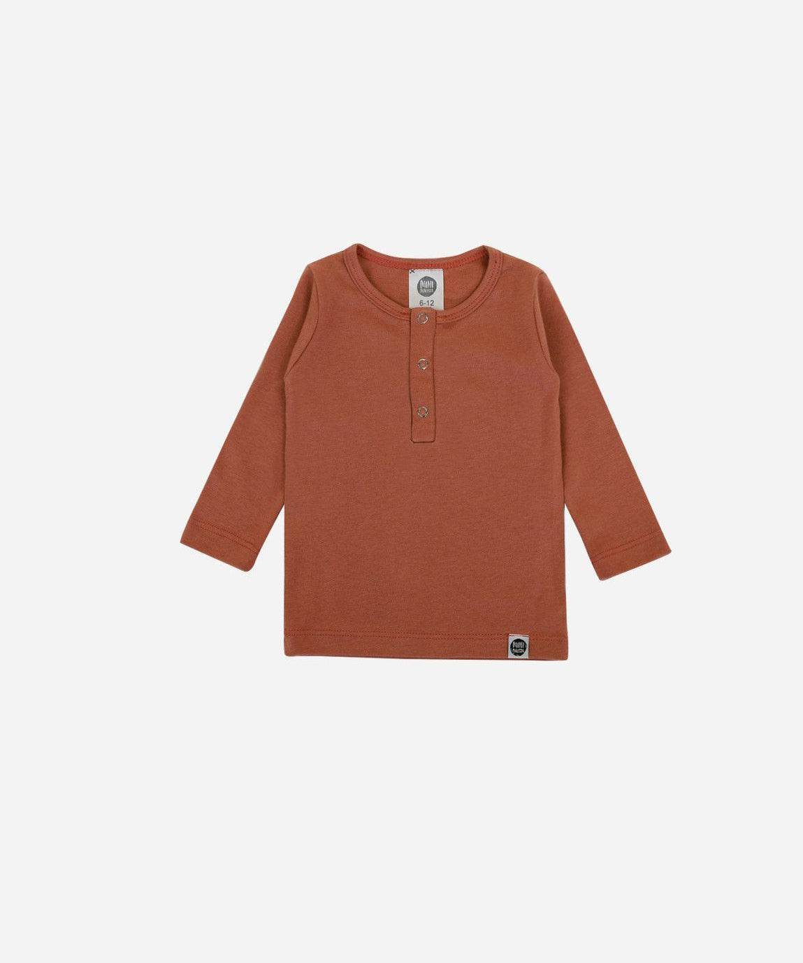 Camiseta Infantil de Inverno Manga Longa Unissex Botões MiniMalista Liso Chutney - MiniMalista Baby - b2b, com-desconto-mm10, Frio, Kids, Neutro, new, Unissex, Winter Sale 20% -bebê-minimalista-estiloso