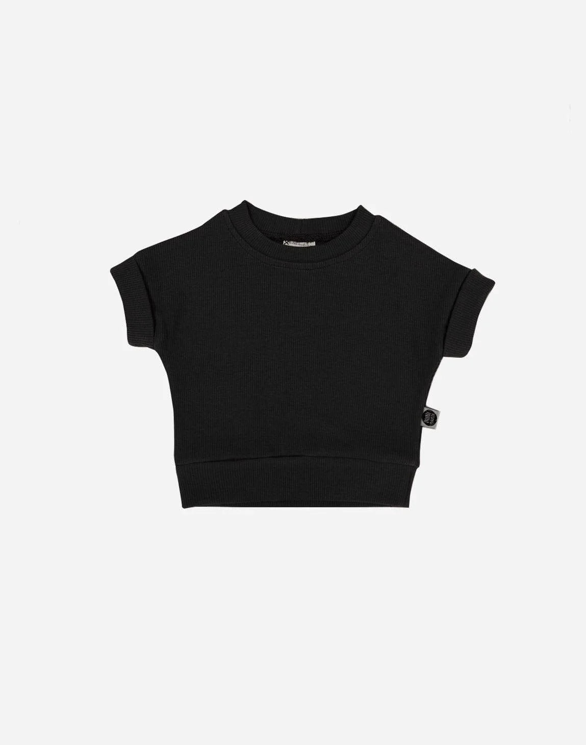 Camiseta Infantil Dolman Canelado Unissex MiniMalista | Liso Preto - MiniMalista Baby - 0.2, 0.3, b2b, black-friday, Calor, com-desconto-mm10, Meia Estação, Menino, Neutro, tab-tam-dolman-tee, Unissex, Verão -bebê-minimalista-estiloso